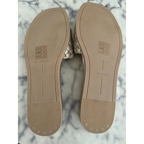Dolce Vita Womens Gold Grazie Basketweave Slip On Slide Sandals Size US 8 - Picture 5 of 5